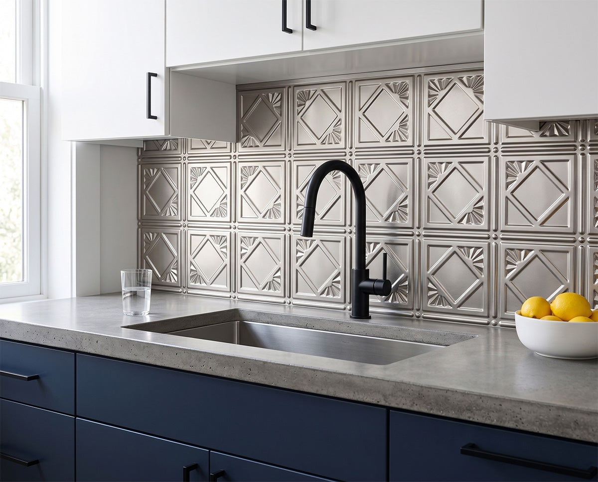 Charleston DIY Backsplash Panels - Brushed Nickel