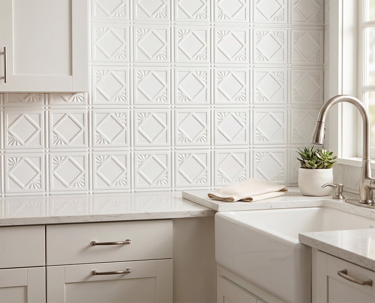 Charleston DIY Backsplash Panels - Matte White