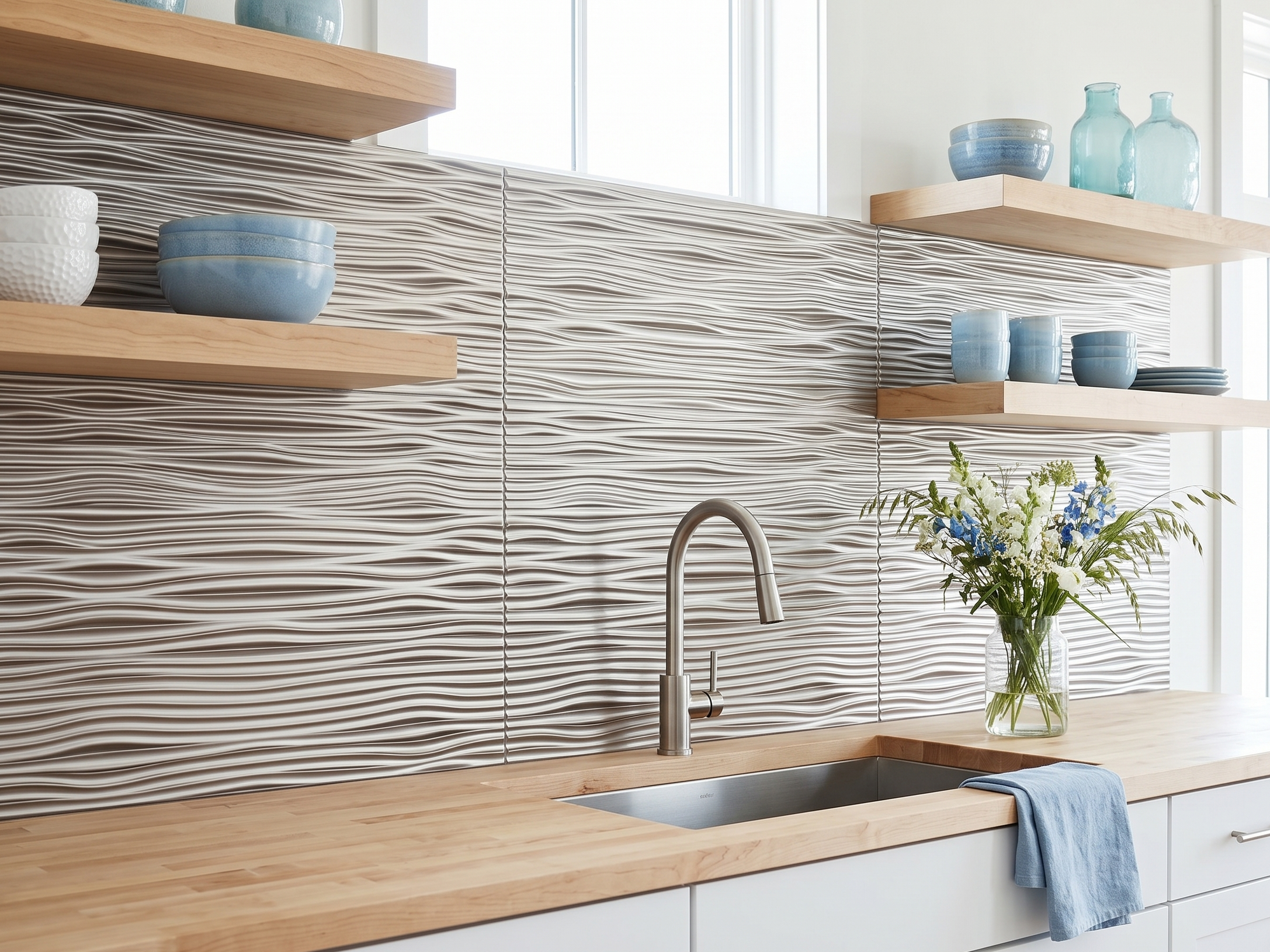 Gobi DIY Backsplash Panels - Brushed Nickel