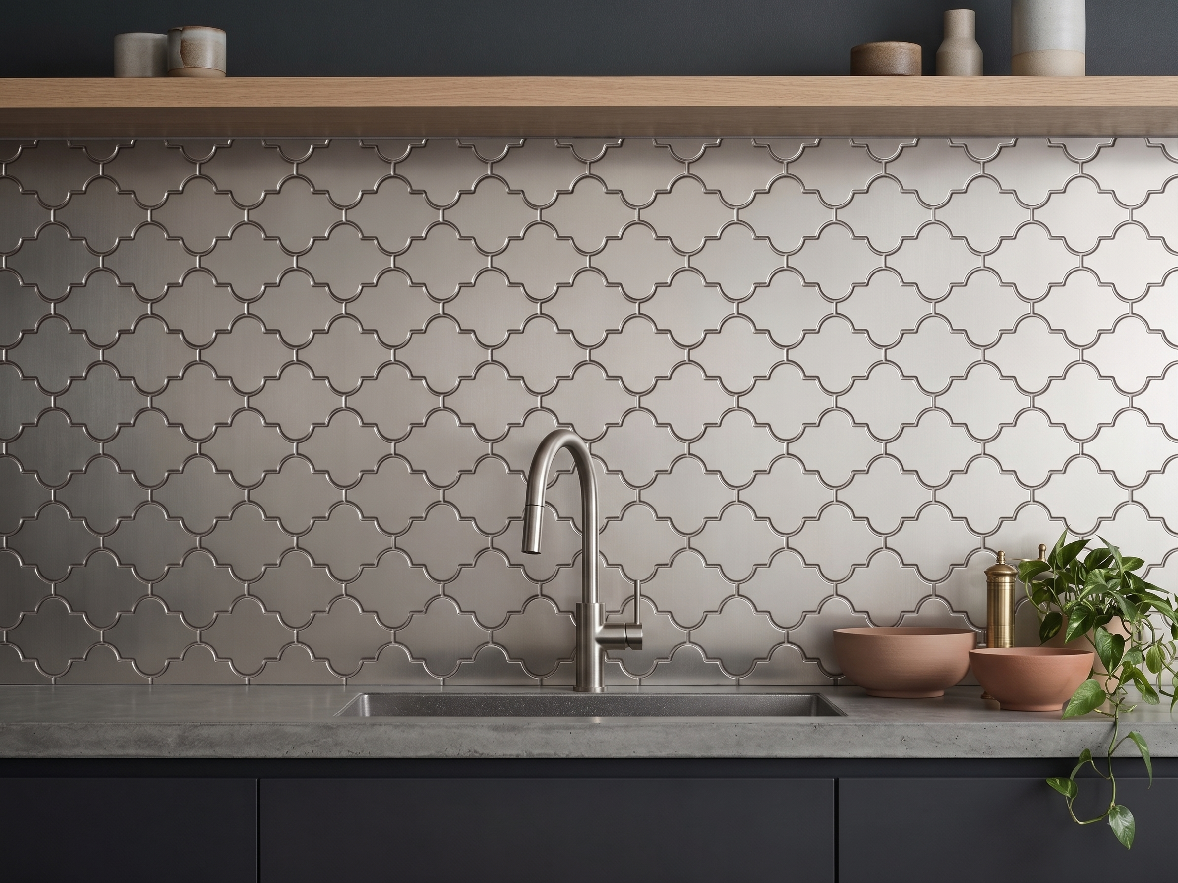 Morocco DIY Backsplash Panels - Brushed Nickel