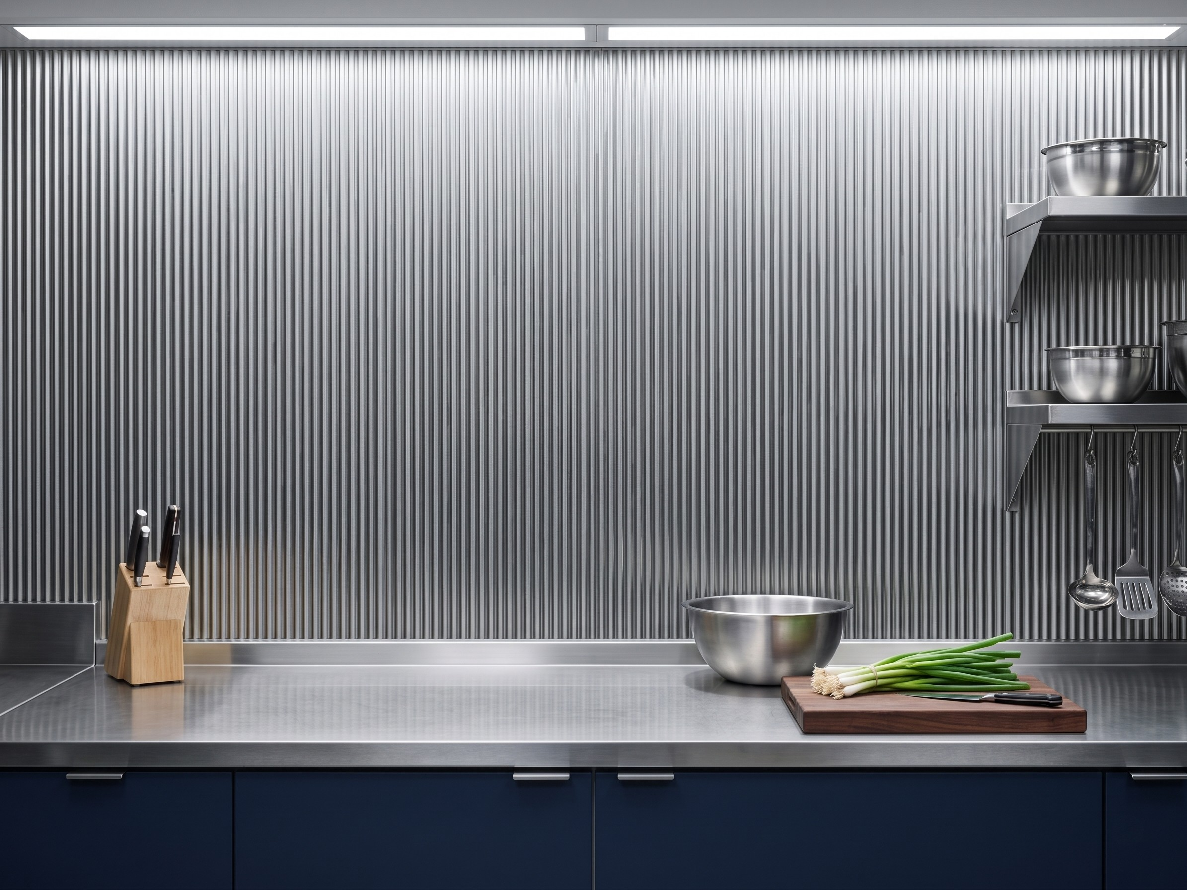 Rib 1 DIY Backsplash Panels - Brushed Stainless