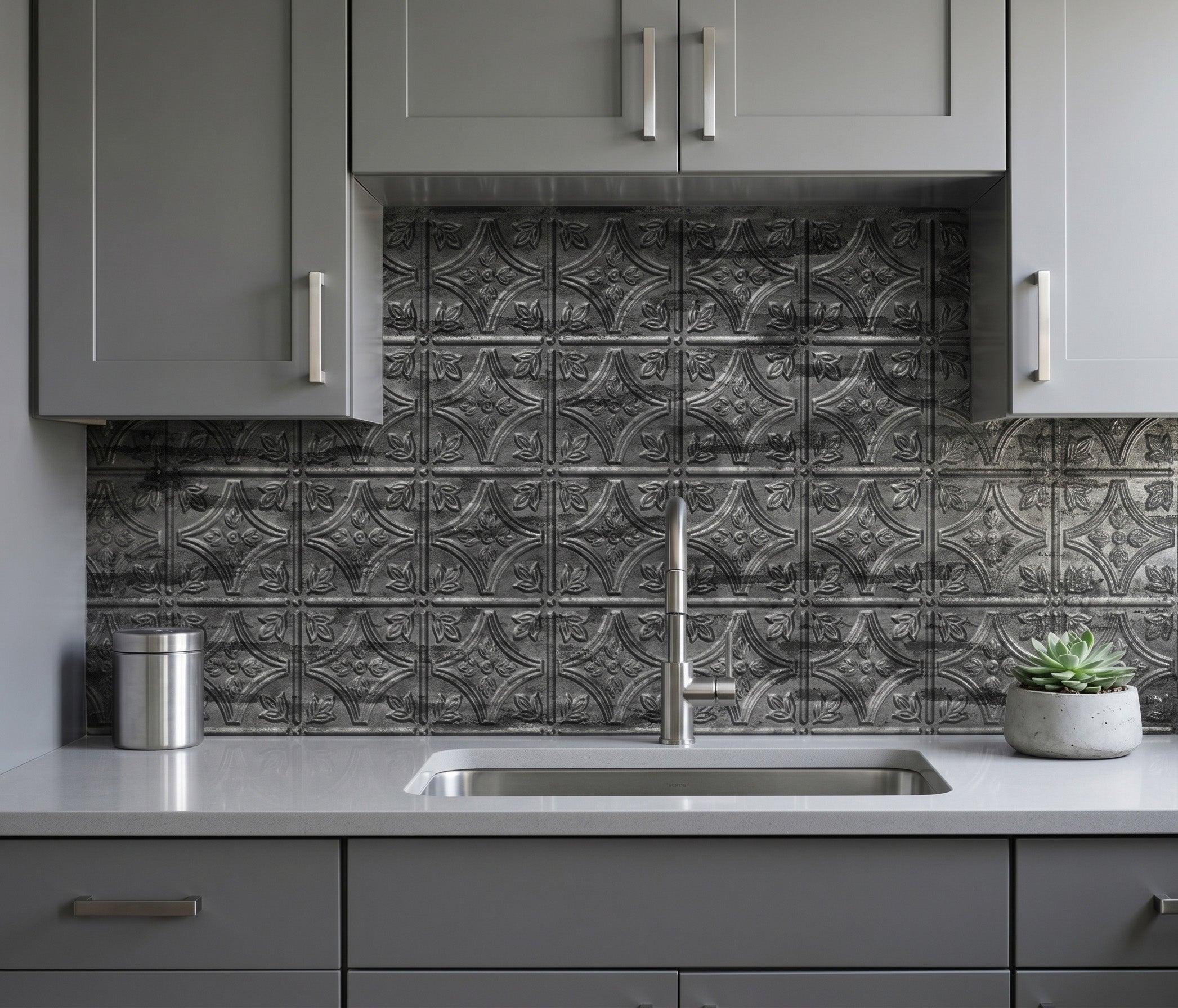Savannah DIY Backsplash Panels - Abstract Silver