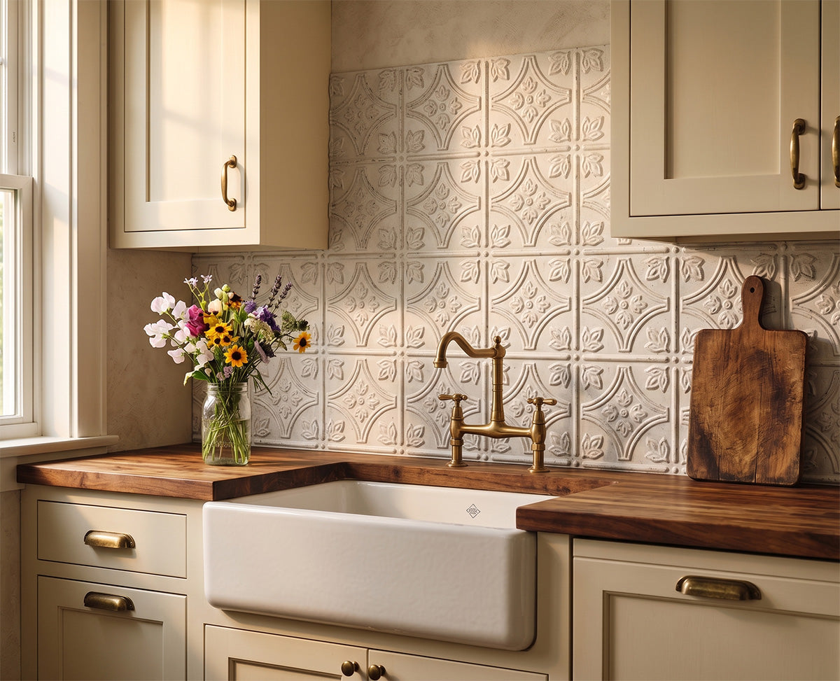 Savannah DIY Backsplash Panels - Distressed White