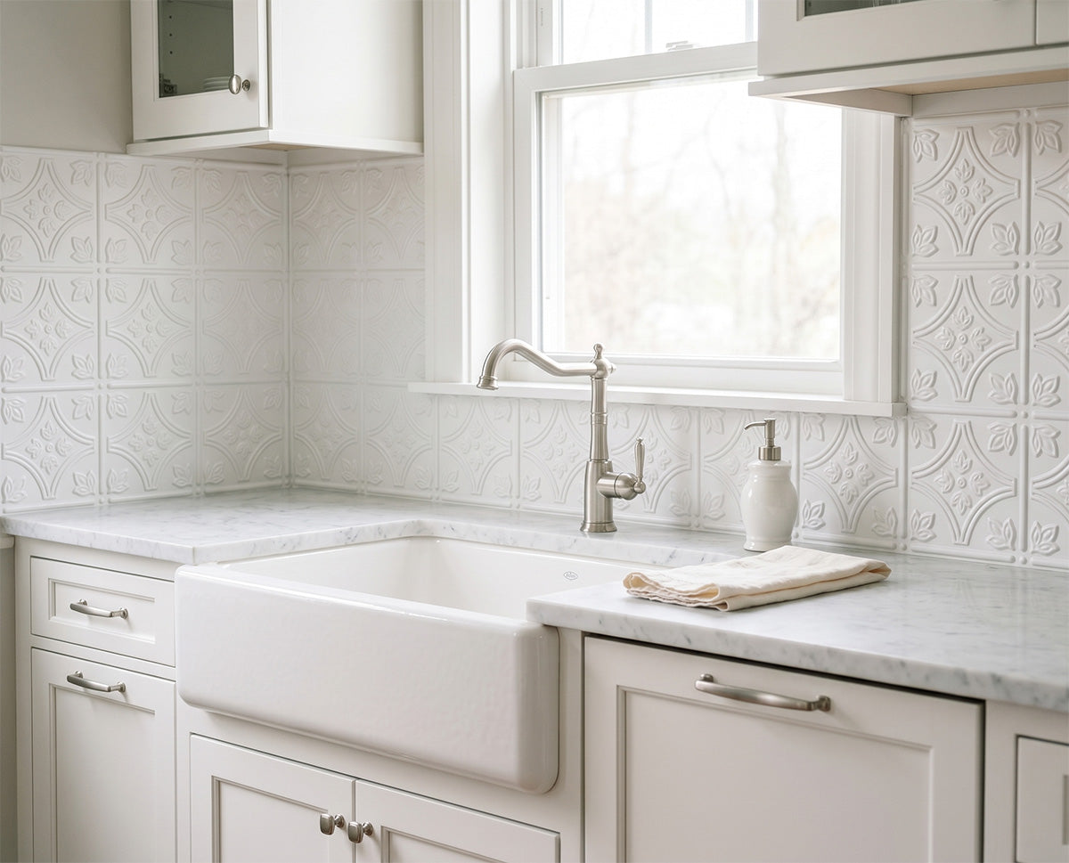 Savannah DIY Backsplash Panels - Matte White
