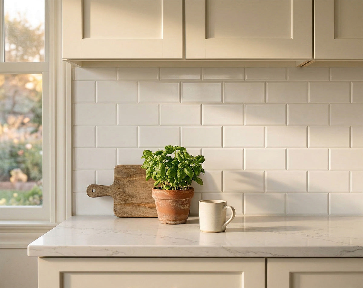 Subway Tile DIY Backsplash Panels - Gloss White