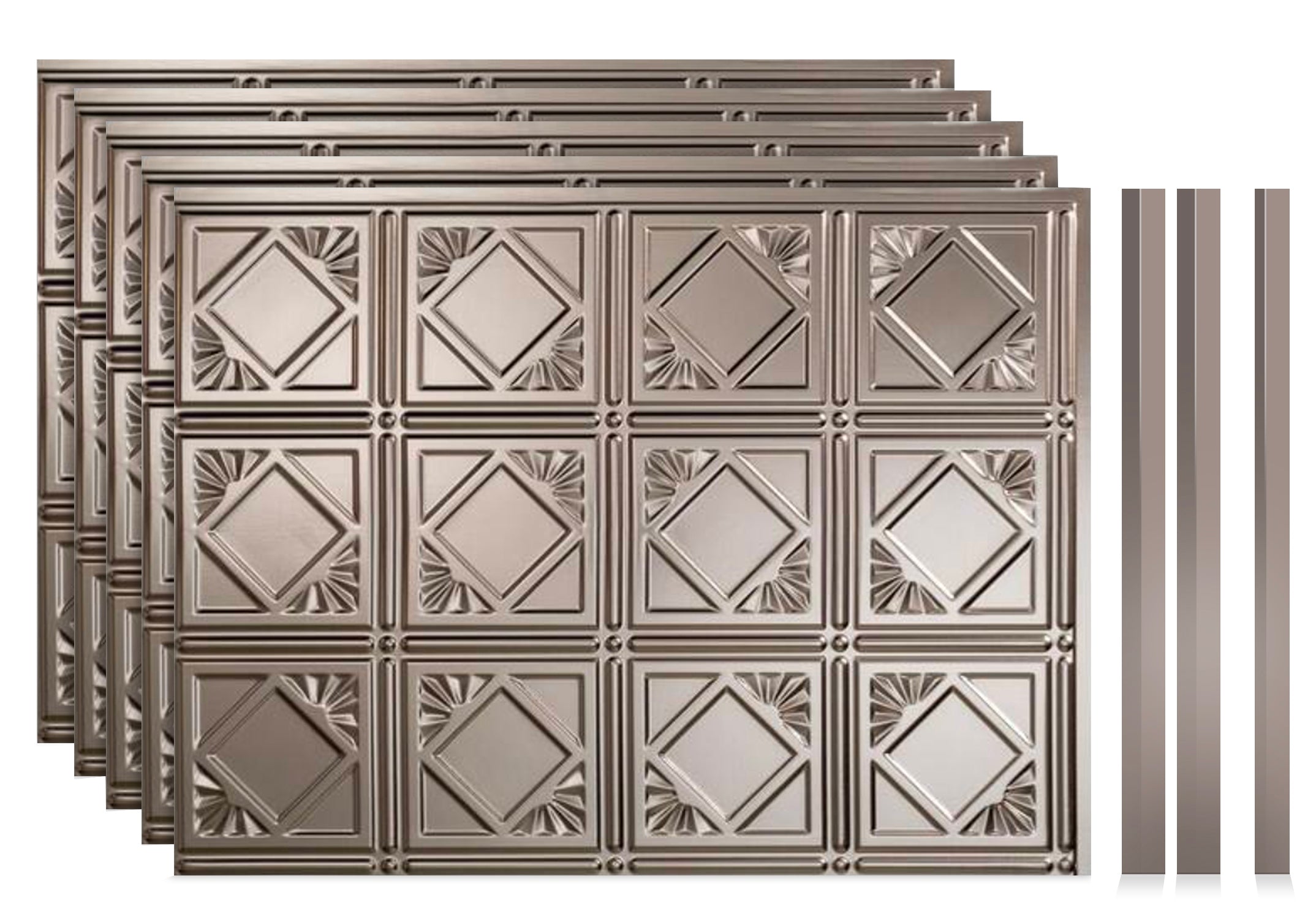 Charleston DIY Backsplash Panels - Brushed Nickel