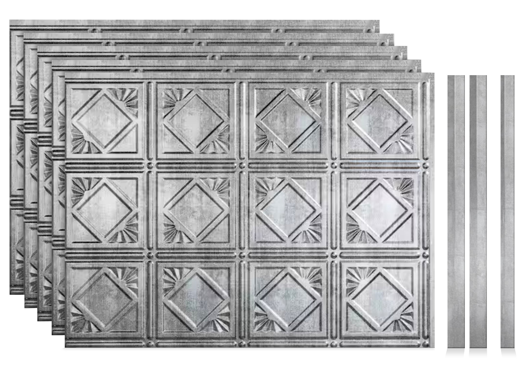 Charleston DIY Backsplash Panels - Crosshatch Silver