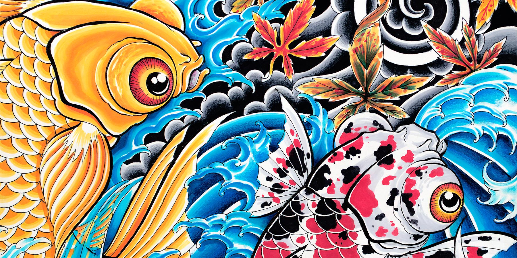 Koi Tattoo Photographic & Illustrated Fusion Panels