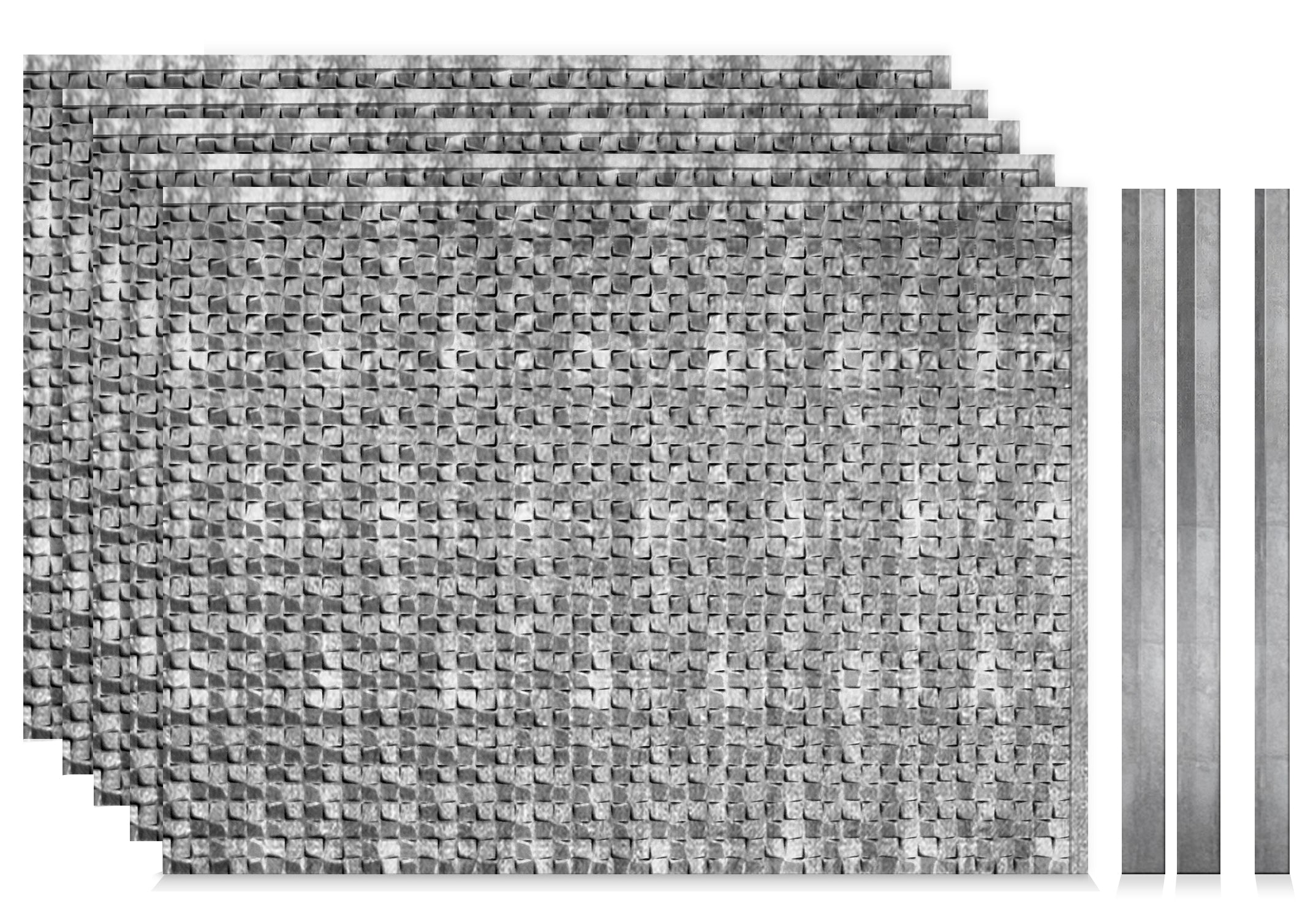Metro Crosshatch Silver Stack & Trim