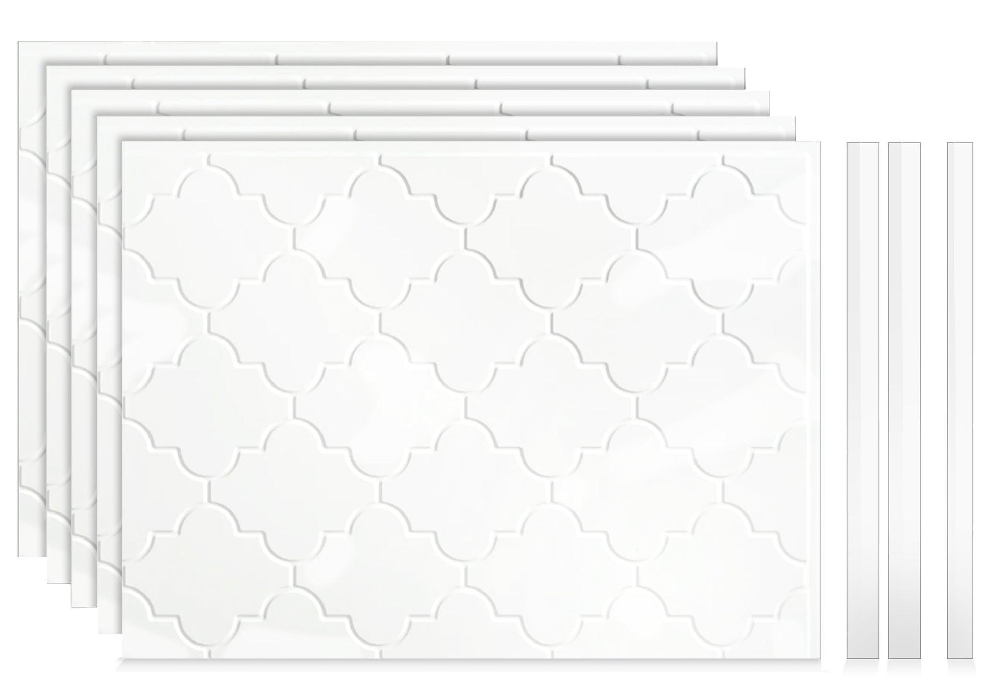 Morocco Gloss White Backsplash Stack with Trim