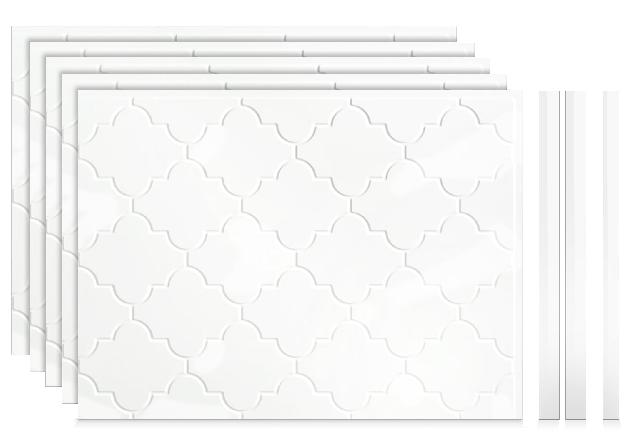 Morocco Gloss White Backsplash Stack with Trim