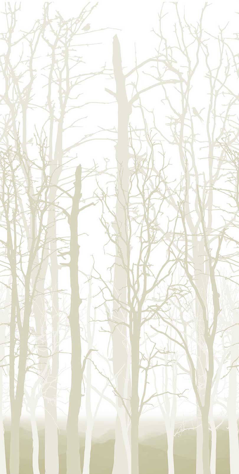 Winter Trees Cream Photographic & Illustrated Fusion Panels